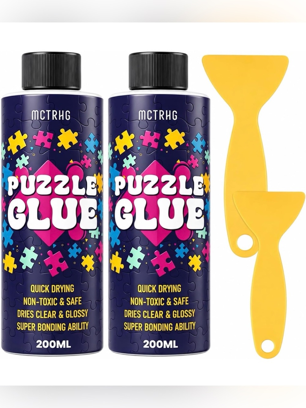 Jigsaw Puzzle Glue 2-Pack w/ Applicators Clear Quick-Dry PVA ~ 350mL